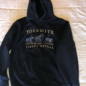 Brandy Melville Oversized Graphic Embroidered Navy Blue Yosemite Hoodie